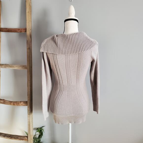 Style & Co Gray Cowl Button Neck Sparkle Sweater Size S - Picture 2 of 6